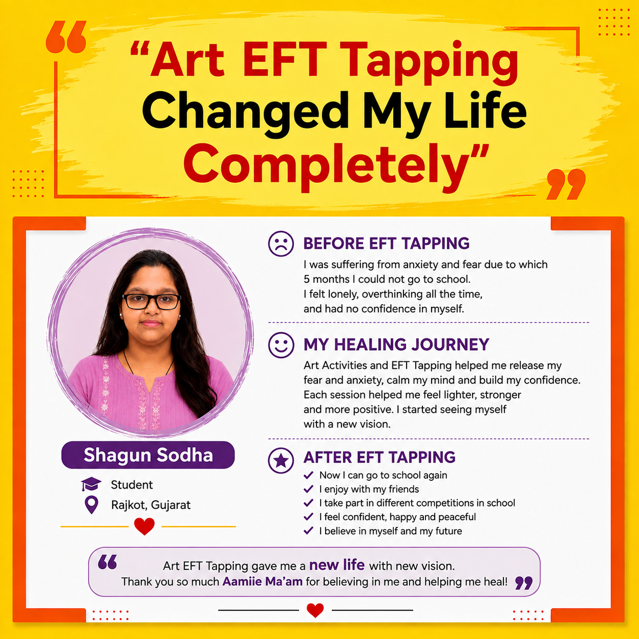 Shagun Sodha — released anxiety and fear, rebuilt confidence with Art Therapy and tapping