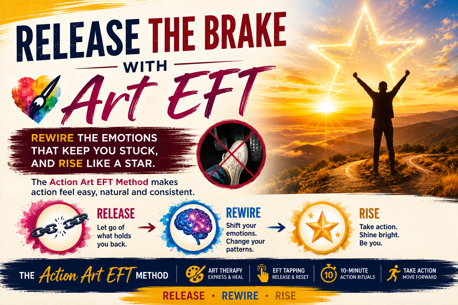 Release the brake with Art EFT — rewire the emotions that keep you stuck and rise like a star through Release, Rewire, Rise