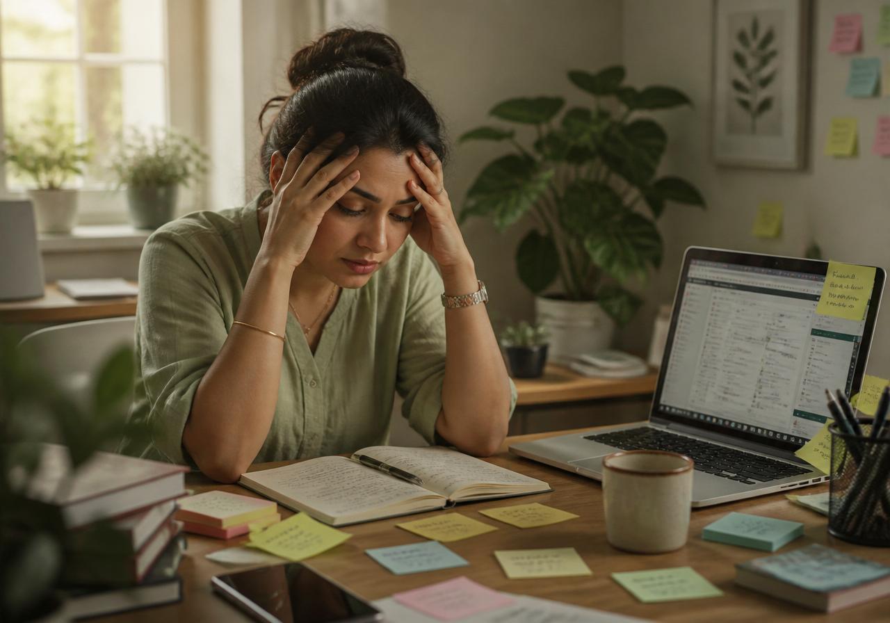 Woman feeling overwhelmed and stuck